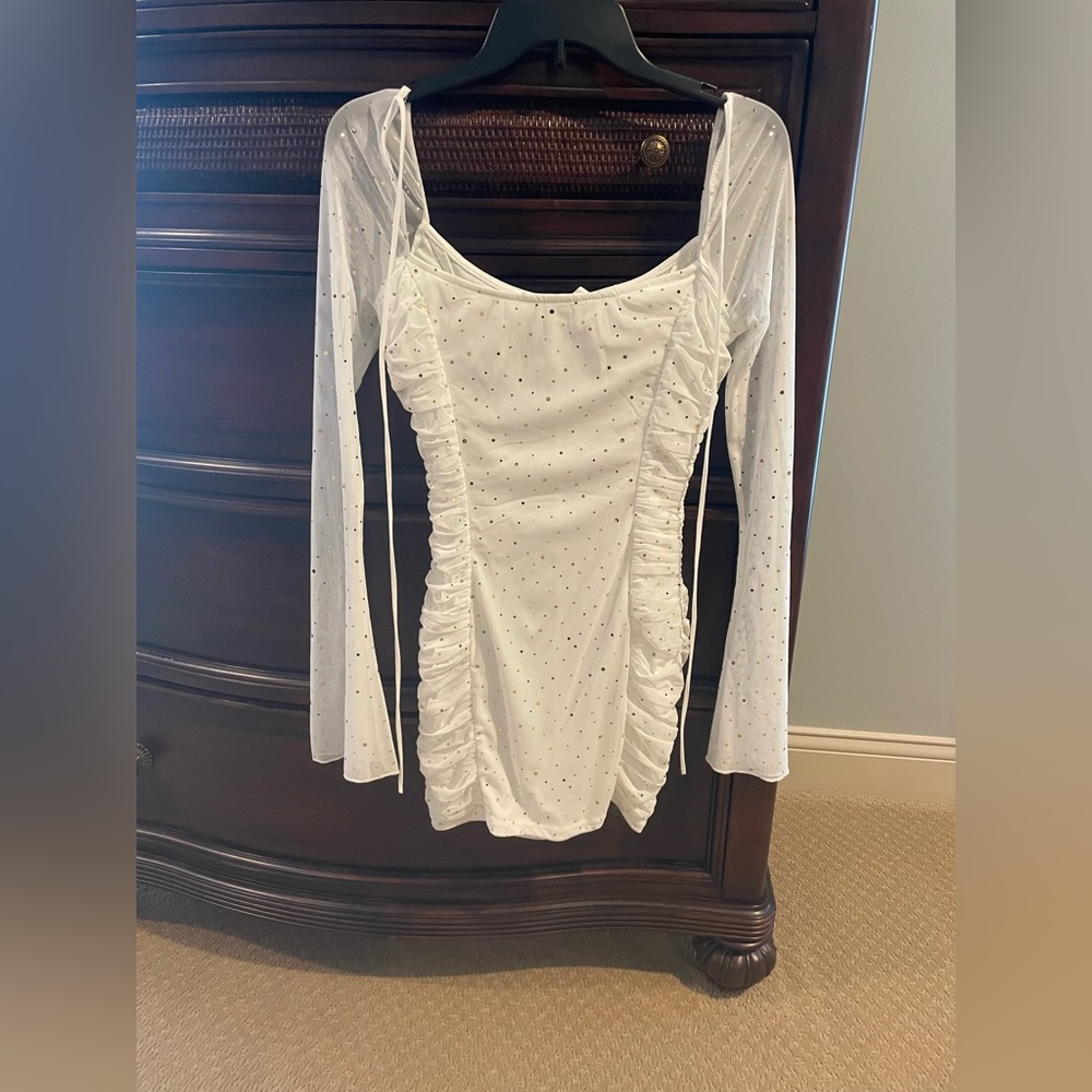 White Lucy In The Sky Dress with Gold